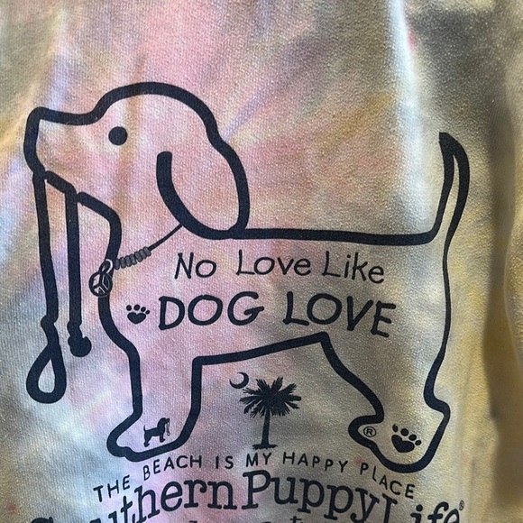Pink and Yellow Iridescent Sweatshirt with Dog Graphic - Picture 2 of 5